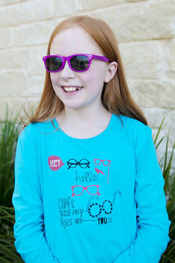 Girls Sun Protective Shirt Sunglasses - Brilliant Blue Cerulean